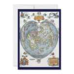 Heart Shaped Antique World Map by Peter Apian Invitation