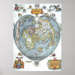 Heart Shaped Antique World Map by Peter Apian Posters