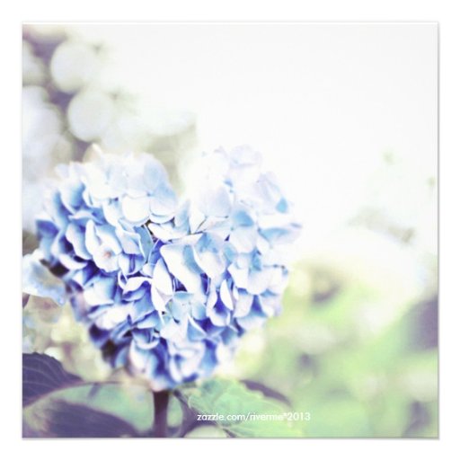 Heart-Shaped Blue Hydrangea Bridal Shower Custom Announcement