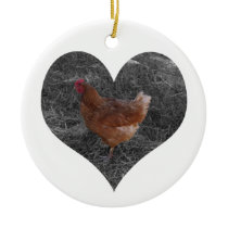 Heart Shaped Chicken Christmas Ornament