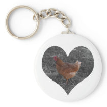 Heart Shaped Chicken Keychain