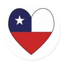Heart-shaped Chile Flag Valentine Round Sticker