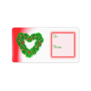 Heart-Shaped Christmas Wreath Gift Tag label