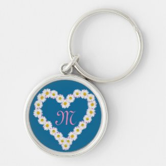 Heart-shaped Daisy Chain Monogrammed Keychain