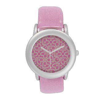 Heart-shaped Daisy Chains, Pink Kids Glitter Watch