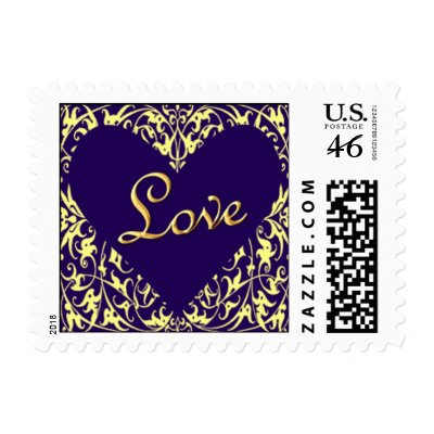 Heart Shaped Decorative Blue "Love" Stamp