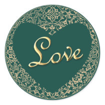 Heart Shaped Decorative Green "Love" Sticker by NJHeart Heart Shaped Decorative Green "Love" Sticker