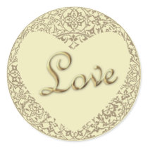 Heart Shaped Decorative Pale Cream “Love” Sticker