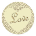 Heart Shaped Decorative Pale Cream “Love” Sticker