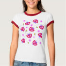 ladies_casual_ringer_tshirt - allover heart shaped ladybugs