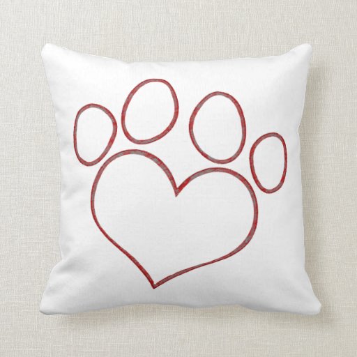 Heart Shaped Paw Print Dog Cat Puppy Kitten Throw Pillow Zazzle