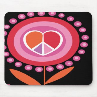 Heart shaped Peace Sign Flower MousePad mousepad
