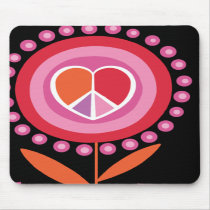 Heart shaped Peace Sign Flower MousePad by SBeise Heart shaped Peace Sign Flower MousePad