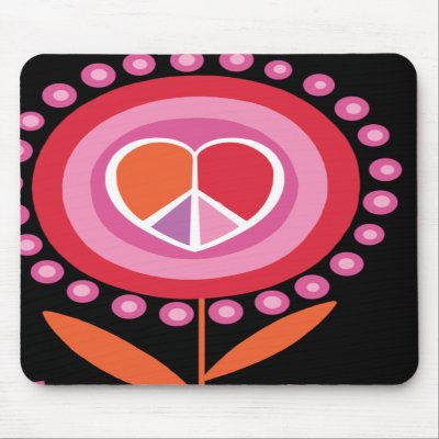 Heart shaped Peace Sign Flower MousePad by SBeise