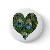 Heart Shaped Peacock Feather Button