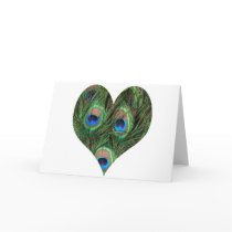 Heart Shaped Peacock Feather Card
