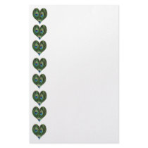 Heart Shaped Peacock Feathers Stationery