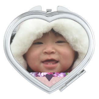 Heart-Shaped Photo Compact Vanity Mirror