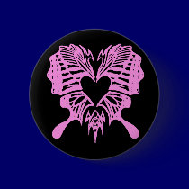 Heart-Shaped pink Butterfly button