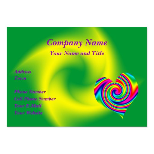 Heart Shaped Rainbow Twirl Business Card Templates