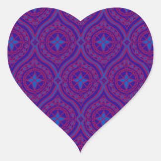Heart-shaped Stickers, Purple and Blue Pattern
