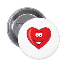 Heart Shaped Valentine Smiley Face Button