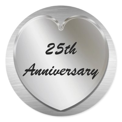 Heart Silver Anniversary Stickers