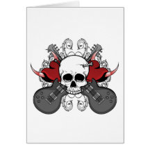 Heart Skull Guitar Greeting Cards