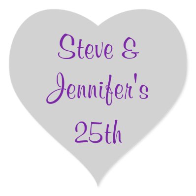 Heart Stickers 25th Wedding Silver Anniversary 25