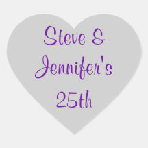 Heart Stickers 25th Wedding Silver Anniversary 25