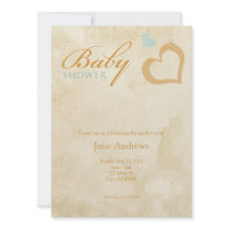 Heart Strings Baby Shower - Orange & Blue Custom Invitations