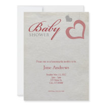 Heart Strings Baby Shower - Red & Black Personalized Announcements