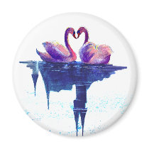 HEART SWANS by SHARON SHARPE magnets