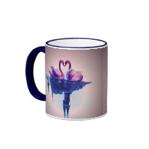 HEART SWANS by SHARON SHARPE mugs