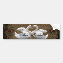 Heart Swans Love Birds Just Married Bumper Sticker
