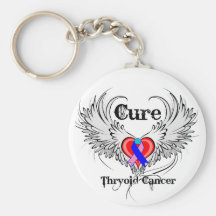 Heart Tattoo Wings - Cure Thyroid Cancer Key Chains