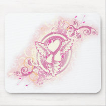 Heart Tattoo with Flowers mousepads by Suzettas Heart Tattoo with Flowers mousepads