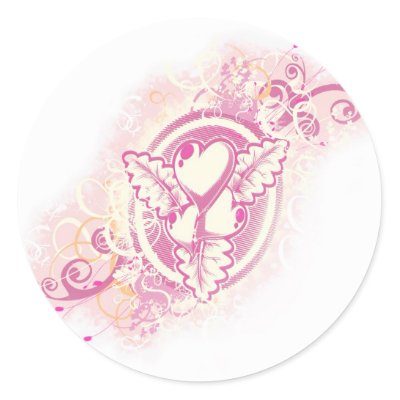 Heart Tattoo with Flowers Round Stickers by Suzettas