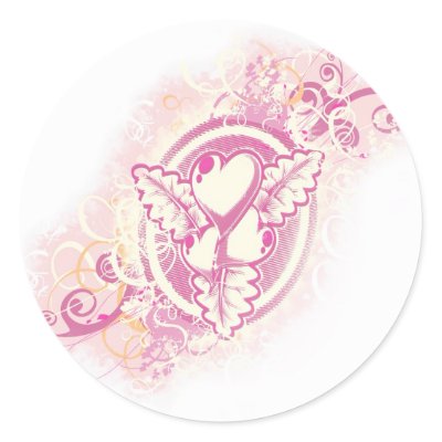 Heart Tattoo with Flowers Round Stickers by Suzettas