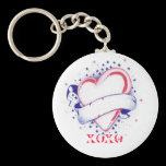 Heart Tattoo Xoxo with ribbon banner keychains
