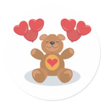 Heart Teddy Bear stickers