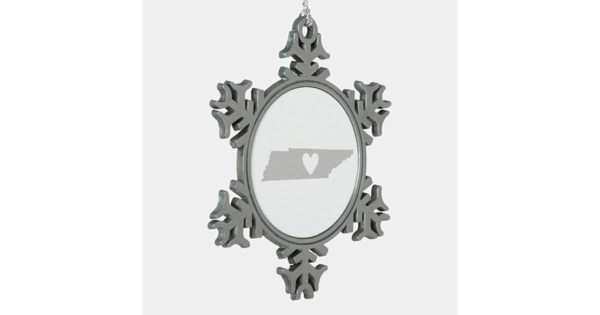 heart tennessee state silhouette snowflake pewter state of tennessee christmas ornaments