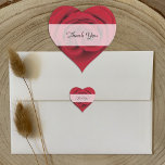 Heart Thank You Stickers --  Red Rose