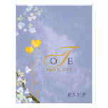 Heart Theme Blue Wedding Monogram RSVP (4.25x5.5) Invitation