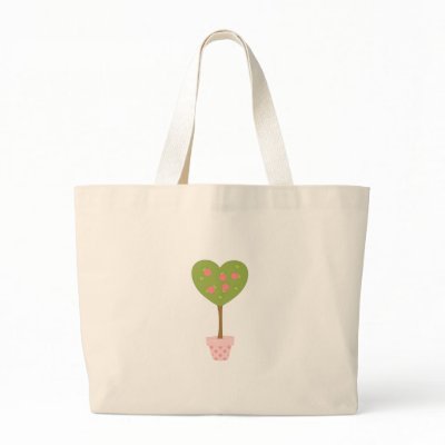 Heart Topiary with Pink Roses Tote Bags by trennea