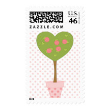 Heart Topiary with Pink Roses Stamp