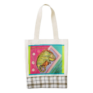 Heart Tote Bag with Bright Lizard