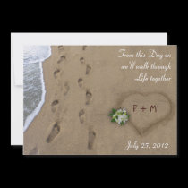 Heart & Tracks in the Sand invitations