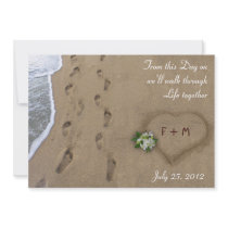Heart & Tracks in the Sand Personalized Invitation