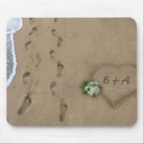 Heart & Tracks in the Sand mousepads